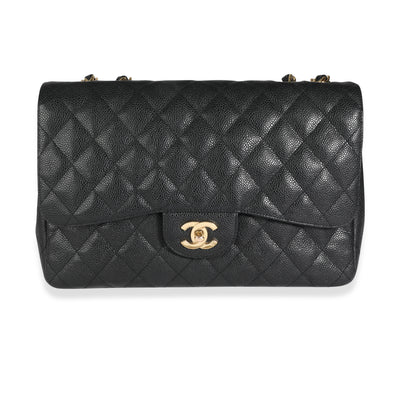 Chanel Black Quilted Caviar Jumbo Classic Single Flap Bag