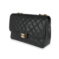 Chanel Black Quilted Caviar Jumbo Classic Single Flap Bag