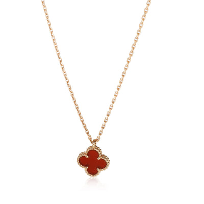 Van Cleef & Arpels Sweet Alhambra Carnelian Pendant in 18kt Rose Gold