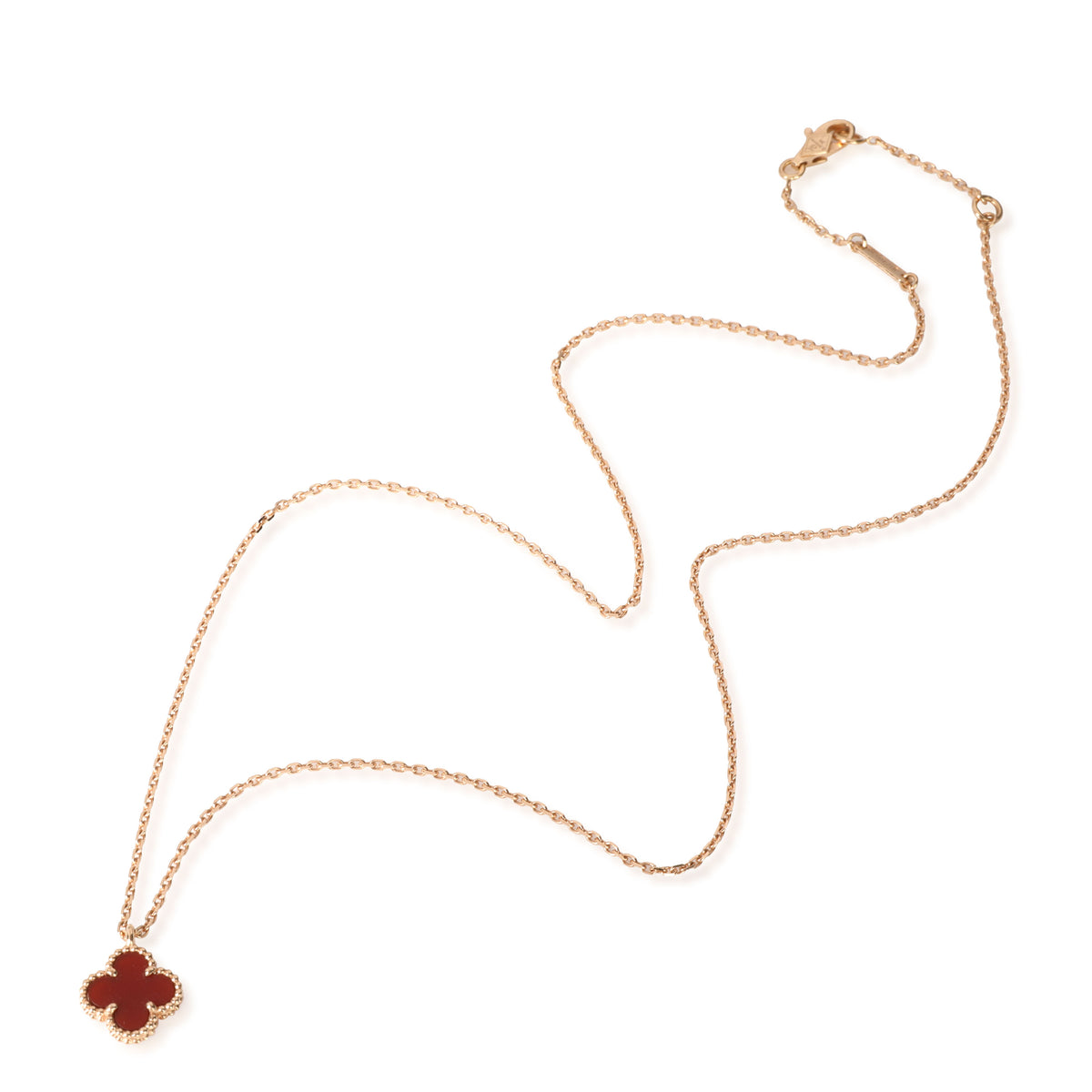 Van Cleef & Arpels Sweet Alhambra Carnelian Pendant in 18kt Rose Gold