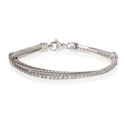 David Yurman Cable Crossover Diamond Bracelet in  Sterling Silver 0.43 CTW