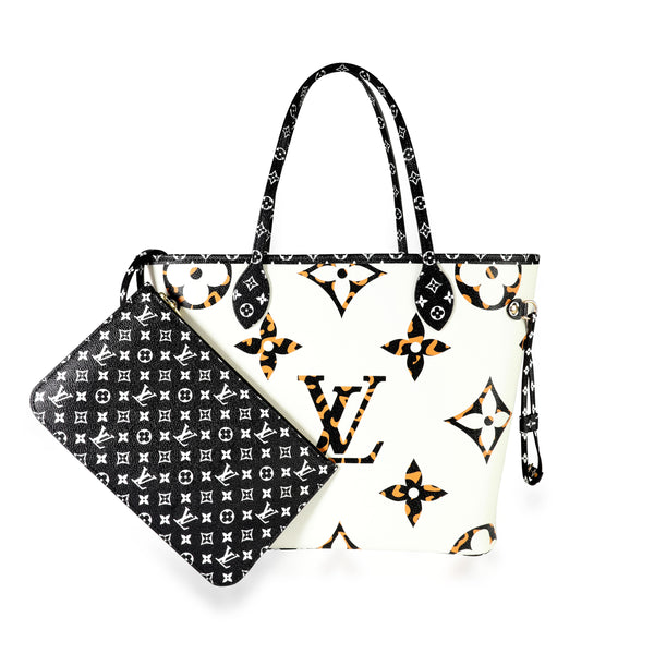 Louis Vuitton Neverfull MM Set, Giant Jungle Black, Preowned in