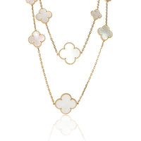 Van Cleef & Arpels Alhambra Mother Of Pearl Necklace in 18K Yellow Gold