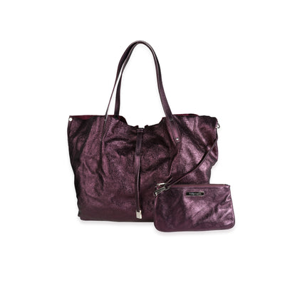 Tiffany & Co. Purple Metallic Leather & Suede Reversible Tote