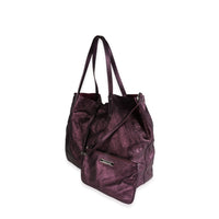 Tiffany & Co. Purple Metallic Leather & Suede Reversible Tote