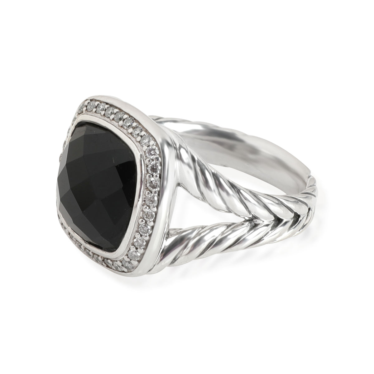 David Yurman Albion Diamond & Black Onyx Ring in  Sterling Silver