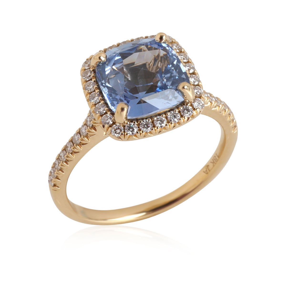 James Allen Blue Sapphire Diamond Engagement Ring in 18K Yellow Gold 0.31 CTW