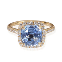 James Allen Blue Sapphire Diamond Engagement Ring in 18K Yellow Gold 0.31 CTW