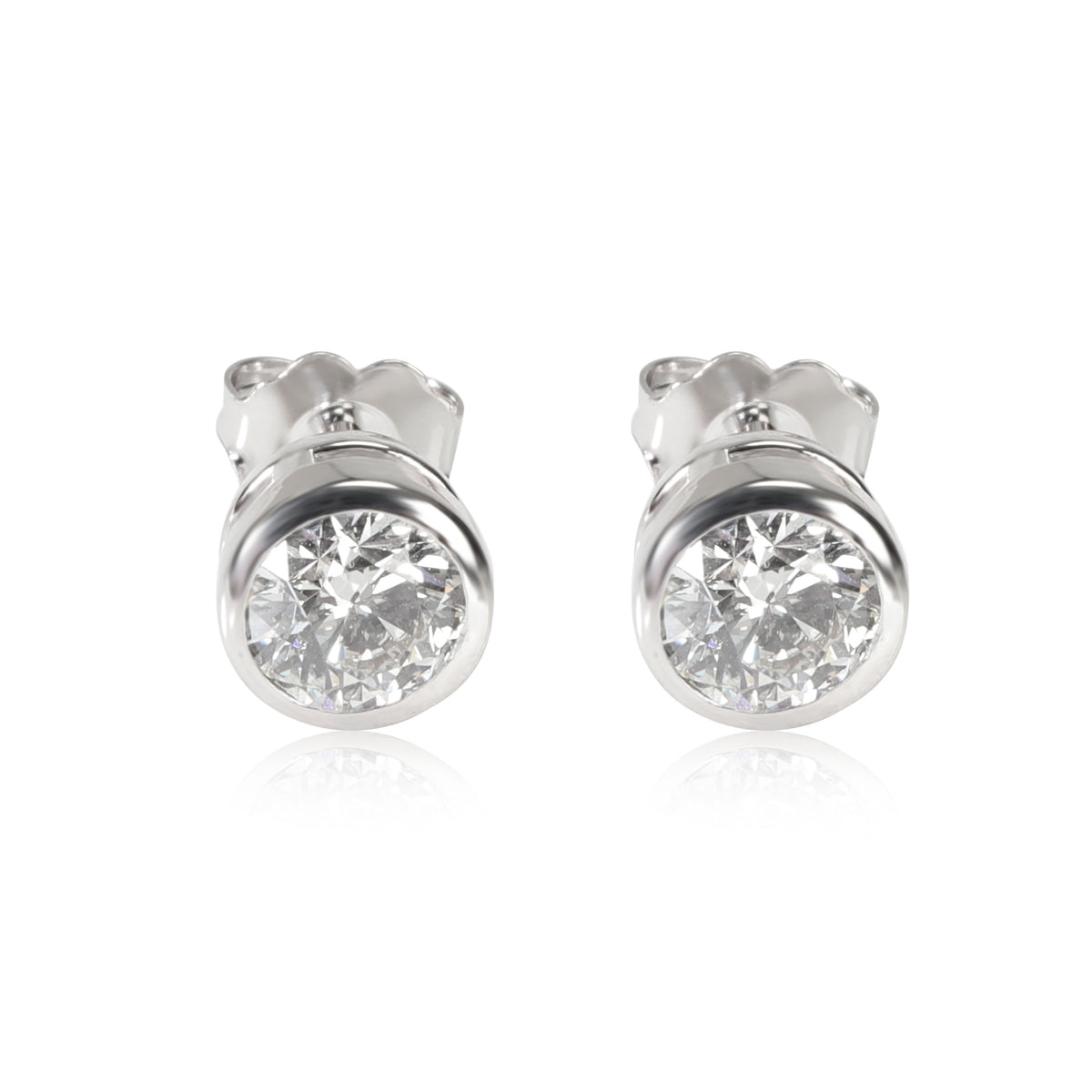 Bezel Diamond Stud Earring in 14kt White Gold F SI2 1.4 CTW