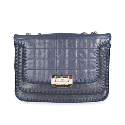 Chanel Navy Leather & Crochet Square Quilt Reissue Flap Bag