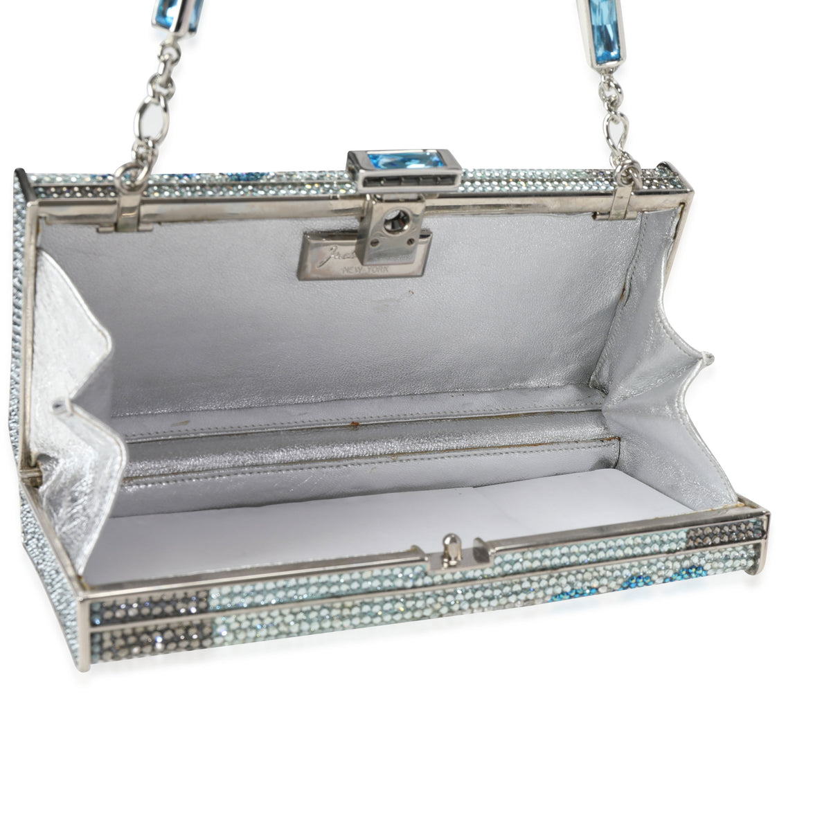 Judith Leiber Blue & Silver Crystal Minaudière