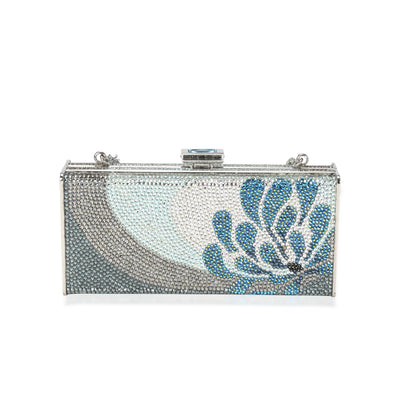 Judith Leiber Blue & Silver Crystal Minaudière