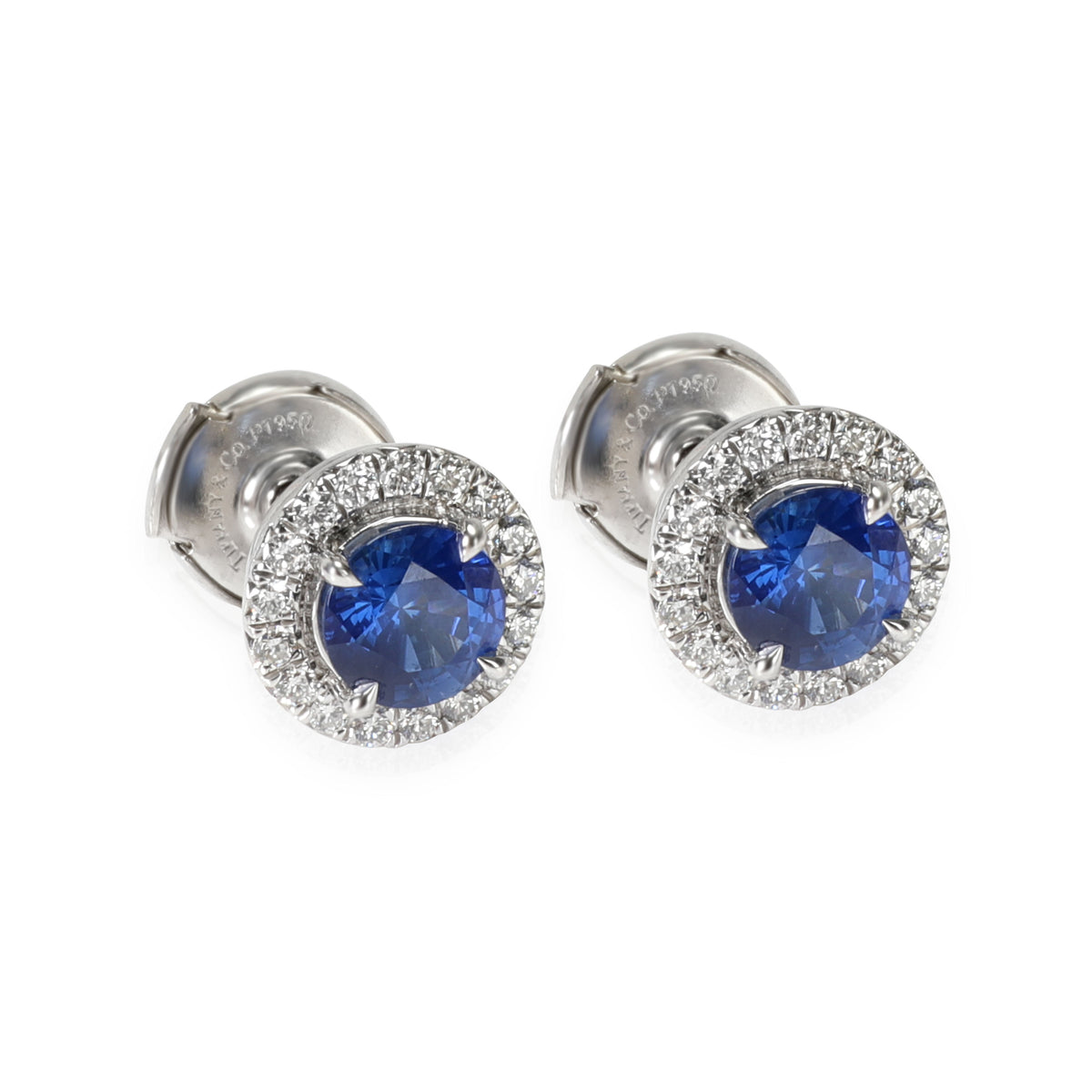 Tiffany & Co. Soleste Sapphire Diamond Stud Earring in Platinum 0.18 CT