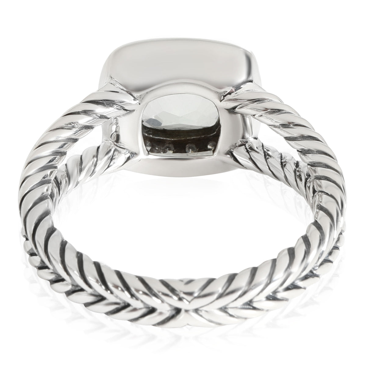 David Yurman Albion Prasiolite Diamond Ring in  Sterling Silver 0.17 CTW