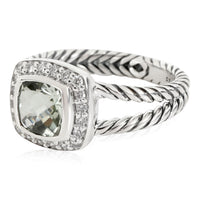 David Yurman Albion Prasiolite Diamond Ring in  Sterling Silver 0.17 CTW