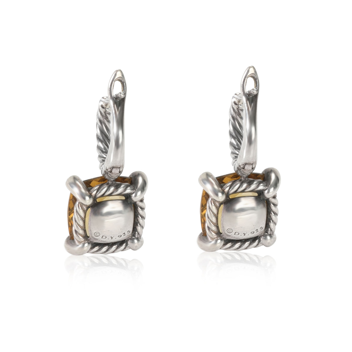 David Yurman Chatelaine Citrine Diamond Earrings in  Sterling Silver 0.1 CTW