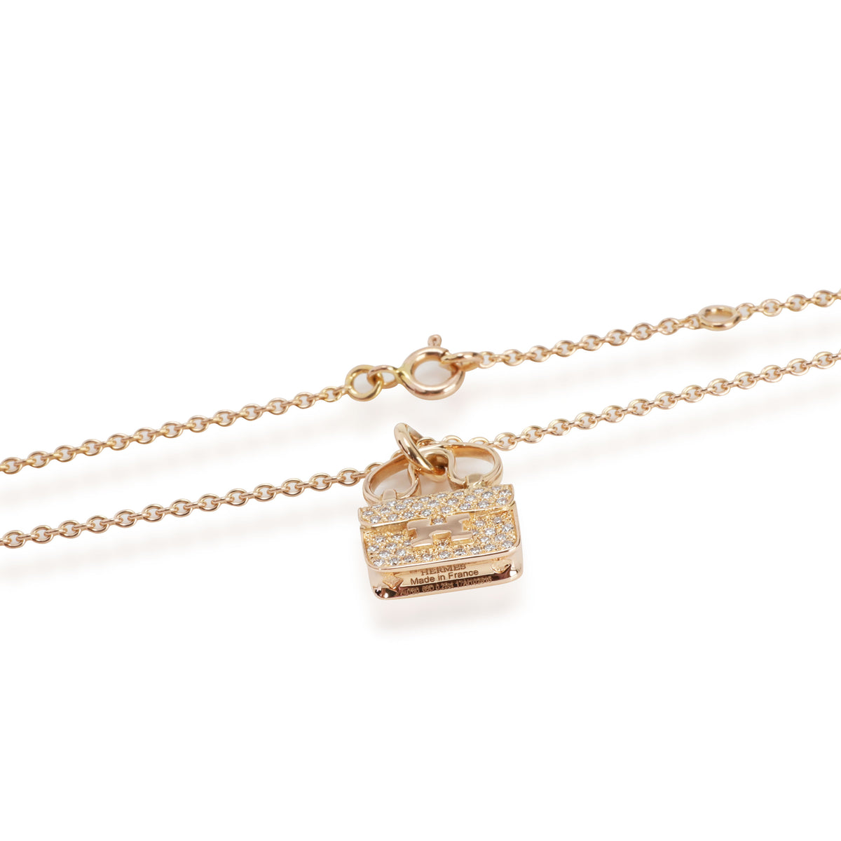 Hermès Amulettes Diamond Pendant in 18K Yellow Gold 0.29 CTW