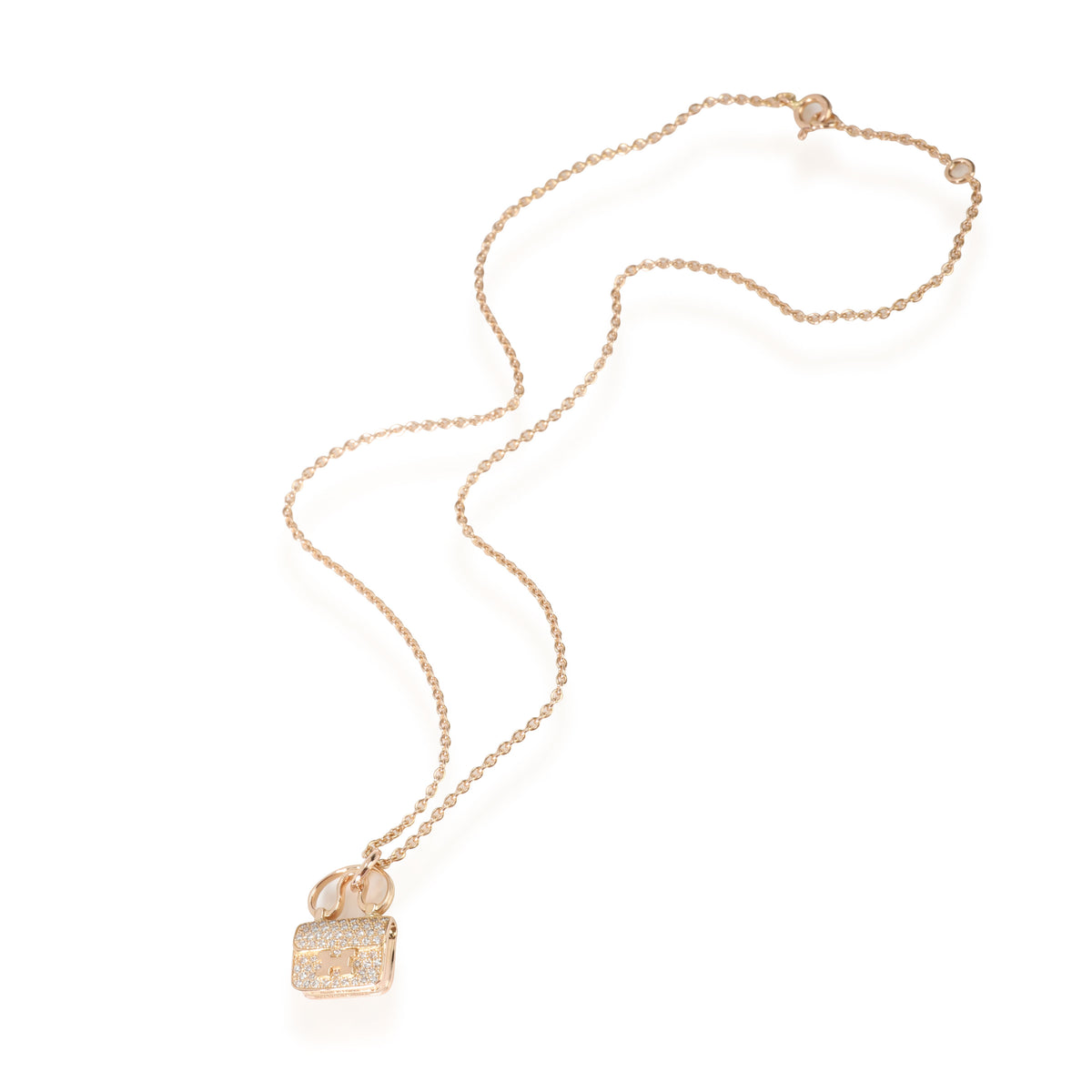 Hermès Amulettes Diamond Pendant in 18K Yellow Gold 0.29 CTW