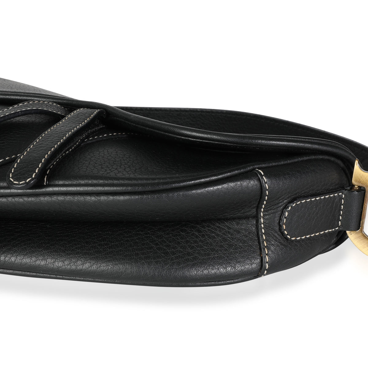 Dior Vintage Black Grained Leather Saddle Bag