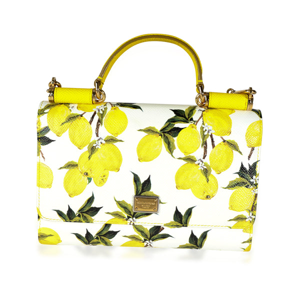Dolce & Gabbana White & Yellow Lemon Print Dauphine Mini Sicily