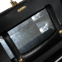 Fendi Vintage Black Pequin & Smooth Leather Train Case