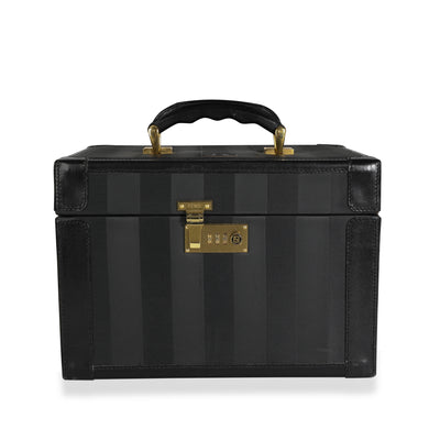 Fendi Vintage Black Pequin & Smooth Leather Train Case