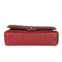 Chanel Dark Red Quilted Caviar Medium Classic Double Flap Bag