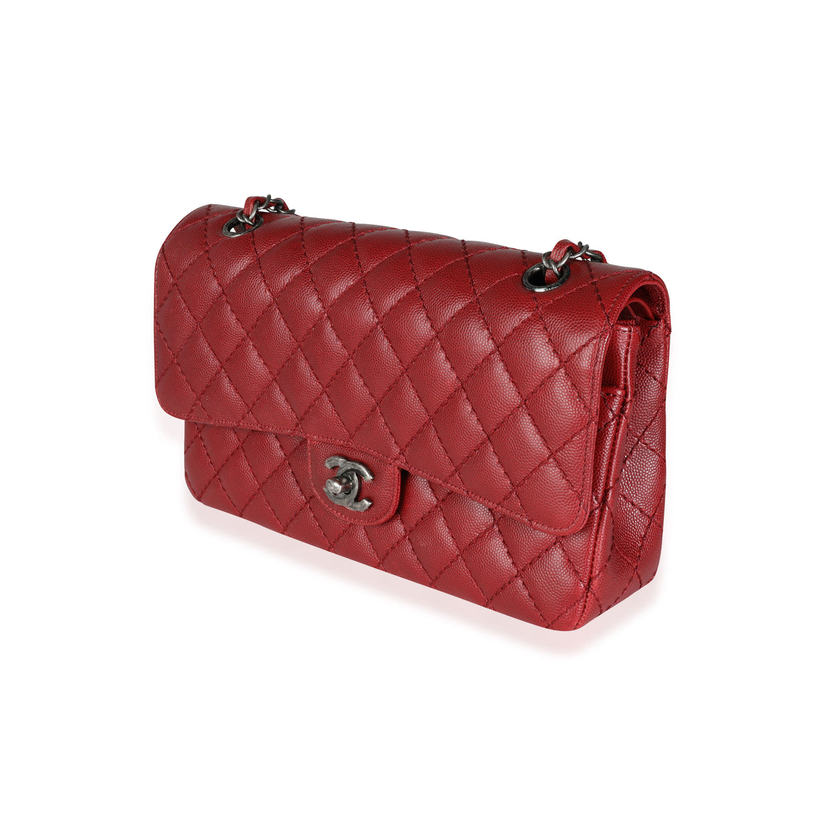 Chanel Dark Red Quilted Caviar Medium Classic Double Flap Bag, myGemma