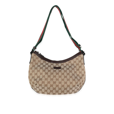 Gucci GG Canvas Web Half Moon Hobo