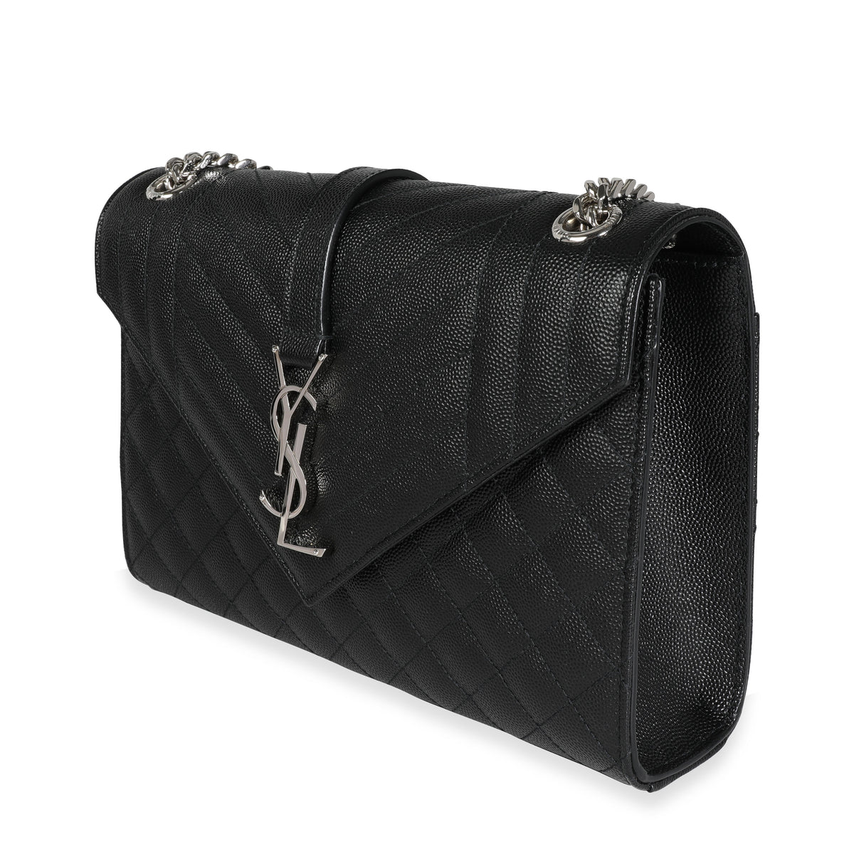 Saint Laurent Calfskin Matelasse Diamond Quilted Monogram Medium College Bag Black