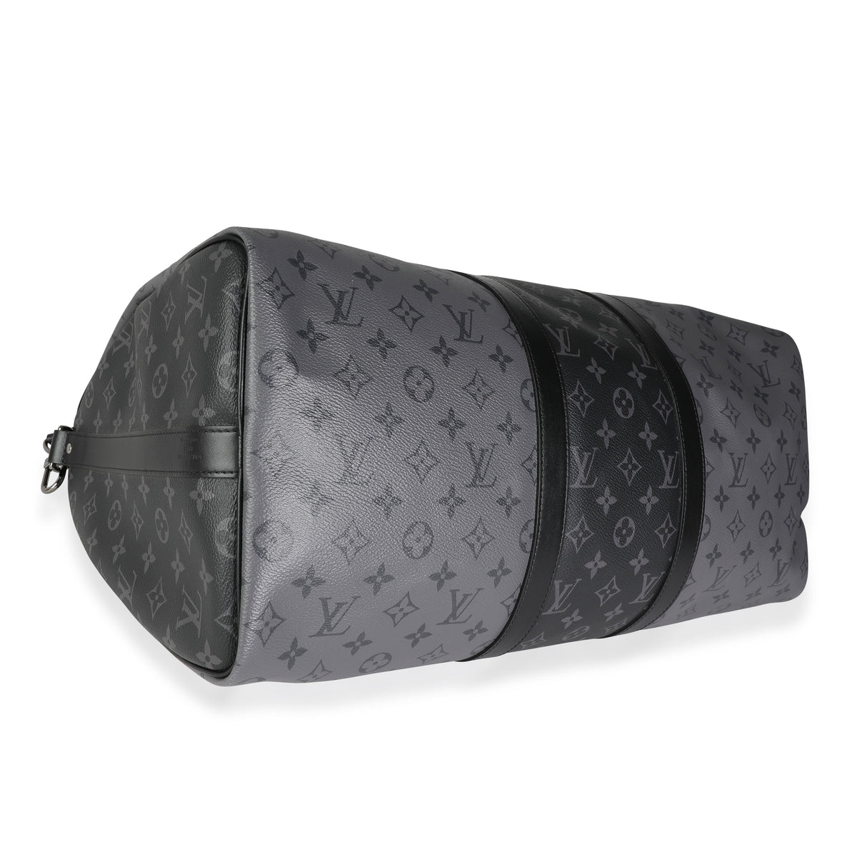 Louis Vuitton Keepall Bandouliere Bag Reverse Monogram Eclipse Canvas 50 Gray