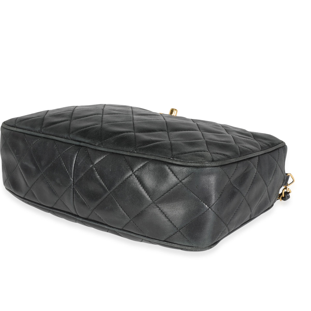 Chanel Vintage Quilted Lambskin Shoulder or Cross Body Bag Top CC Clasp  Black