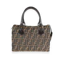 Fendi Tabacco Zucca Print Canvas & Moro Leather Medium Boston Bag