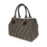 Fendi Tabacco Zucca Print Canvas & Moro Leather Medium Boston Bag