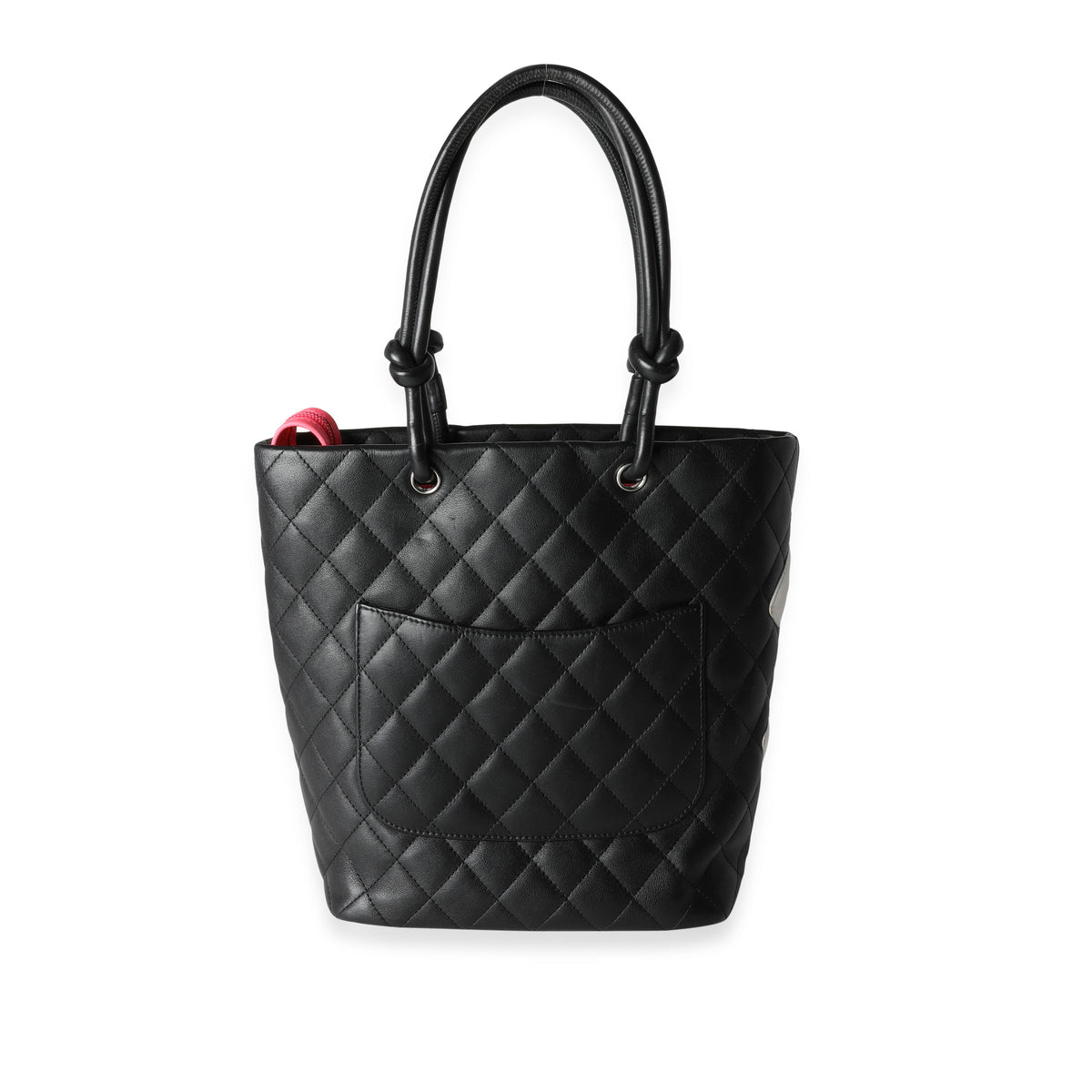 Chanel Black Quilted Lambskin Leather Small Cambon Tote (authentic