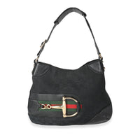 Gucci Black GG Canvas Web Horsebit Hasler Hobo