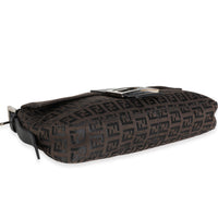 Fendi Moro Zucchino Canvas & Black Leather Baguette