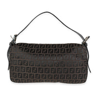 Fendi Moro Zucchino Canvas & Black Leather Baguette