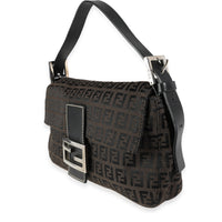 Fendi Moro Zucchino Canvas & Black Leather Baguette