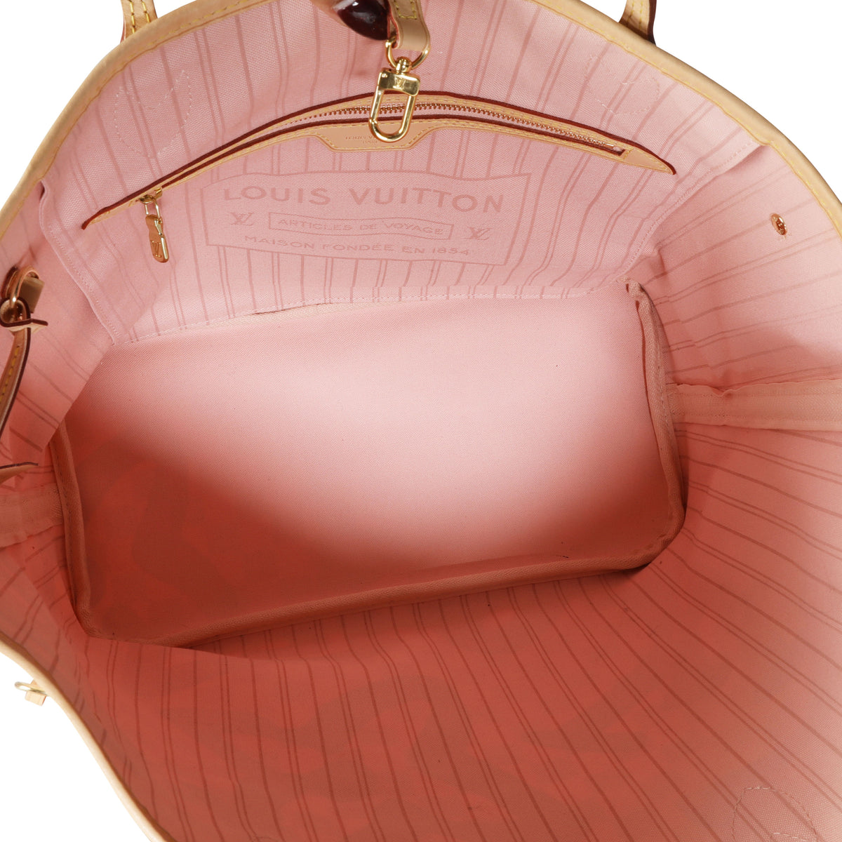 LOUIS VUITTON Neverfull MM Tahitienne Damier Azur Shoulder Bag Pink