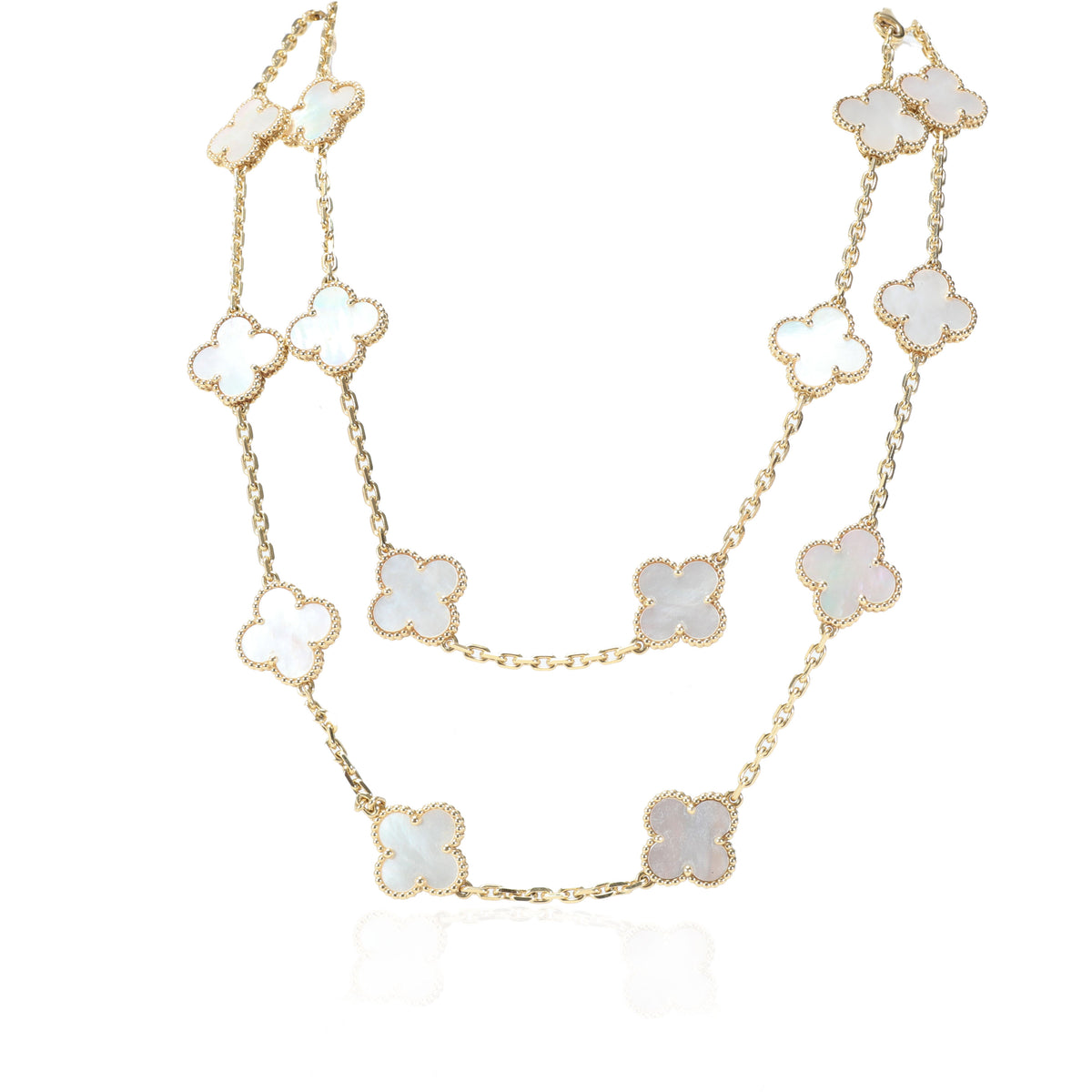 Van Cleef & Arpels Alhambra Mother Of Pearl Fashion Necklace in 18k Yellow Gold