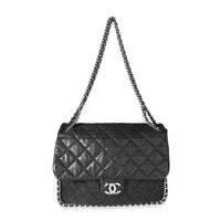 Chanel Black Quilted Lambskin Chain Around Maxi Flap Bag