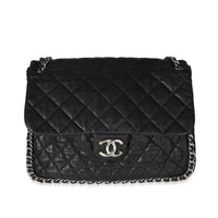 Chanel Black Quilted Lambskin Chain Around Maxi Flap Bag