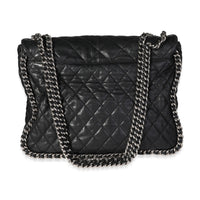 Chanel Black Quilted Lambskin Chain Around Maxi Flap Bag