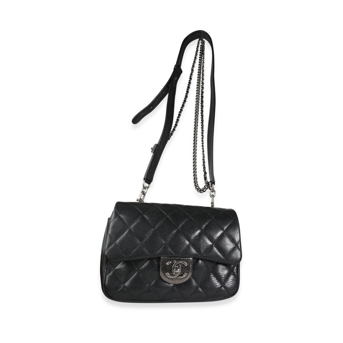 Chanel Black Quilted Calfskin Double Carry Waist Chain Bag