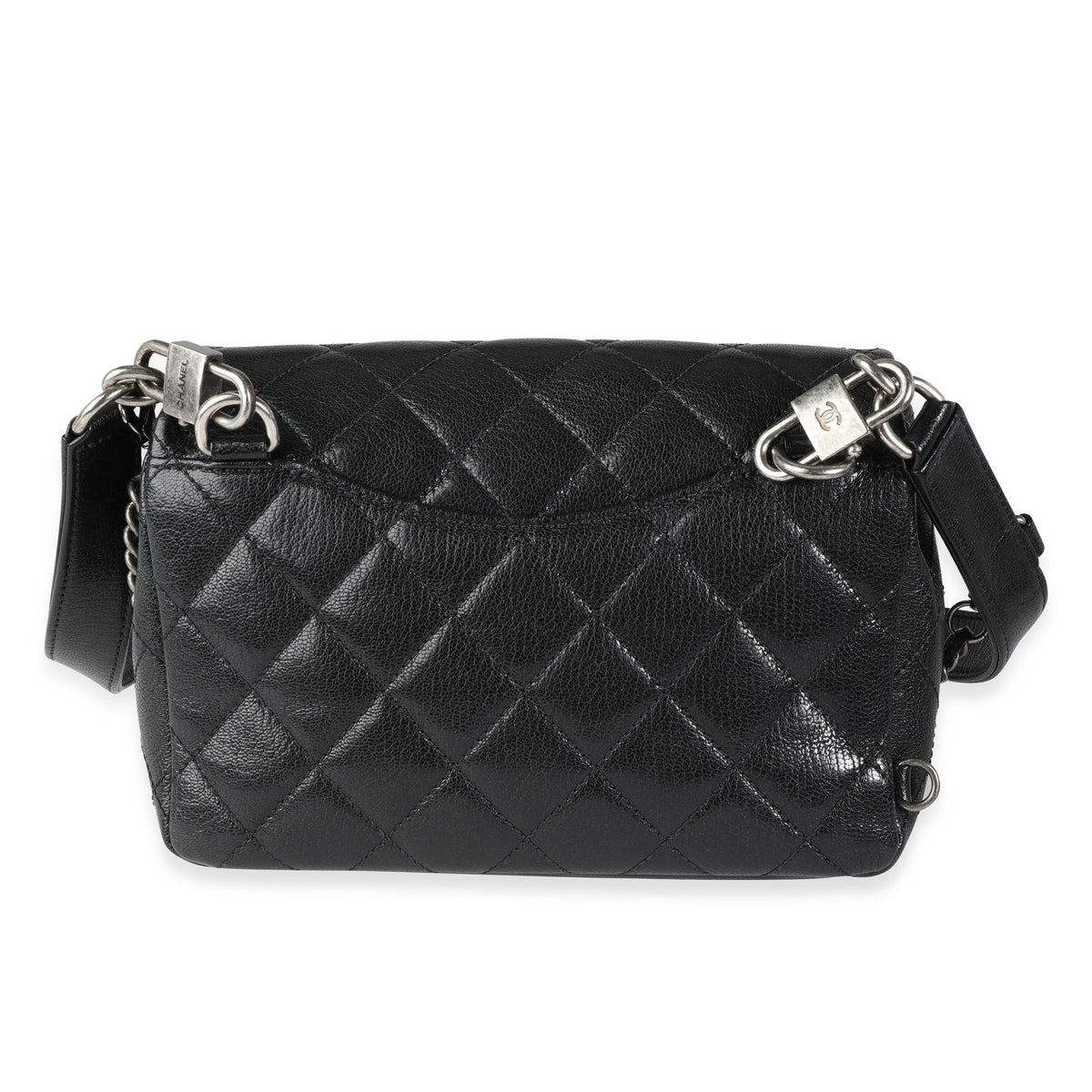 Chanel Black Quilted Calfskin Double Carry Waist Chain Bag