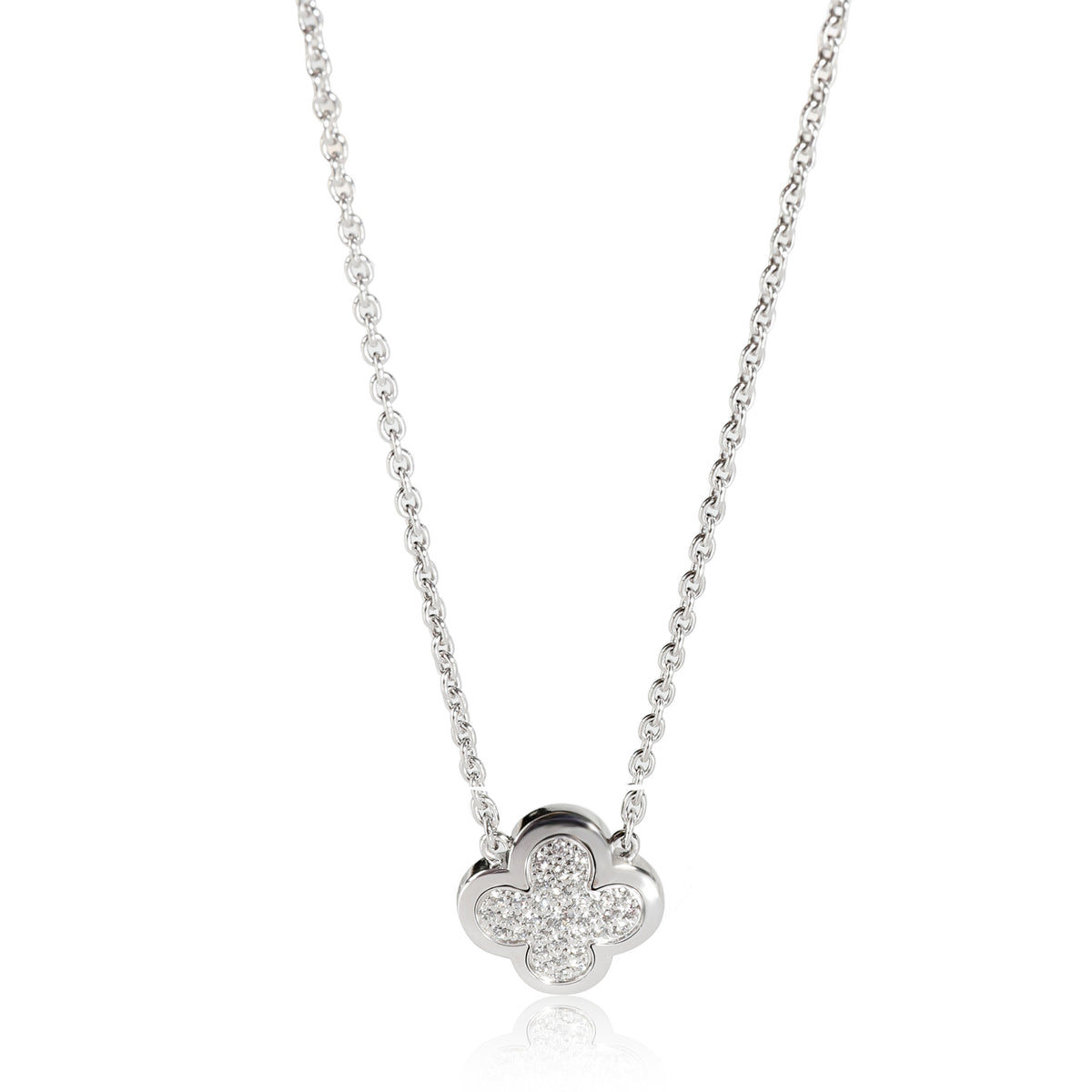 Van Cleef Arpels Pure Alhambra Diamond Pendant in 18k White Gold