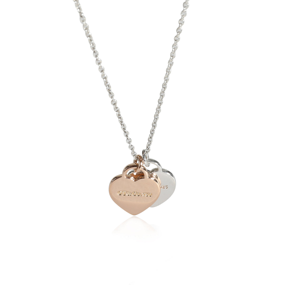 TIFFANY Sterling Silver Enamel Return to Tiffany Double Mini Heart Tag Pendant  Necklace Blue 1213628 | FASHIONPHILE