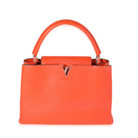 Orange Taurillon Leather Capucines MM