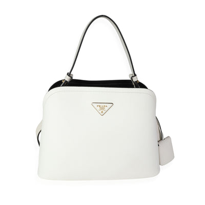 Prada White Saffiano Leather Matinée Handbag